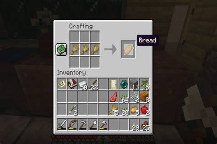How do you craft bread in minecraft