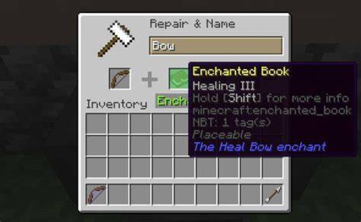 How to heal a bow in minecraft