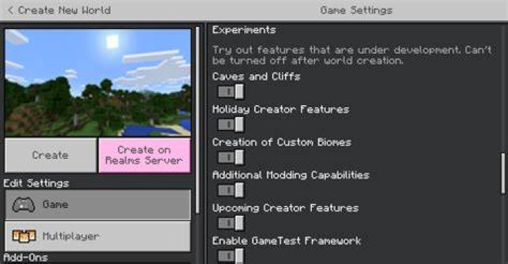 How to use experimental gameplay in minecraft
