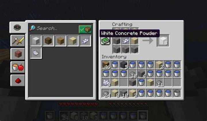 Recipe how to make concrete in minecraft